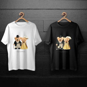 طرح لایه باز خرس تدی با کت شلوار و کلاه سیاه برای چاپ روی انواع تیشرت